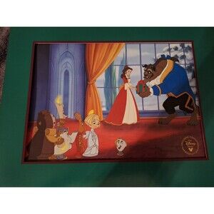 Beauty‎ And The Beast Enchanted Christmas Lithograph 1997 Disney Store Vintage